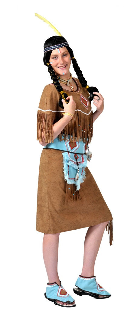 tunique d'indienne avec ceinture et mocassins daim