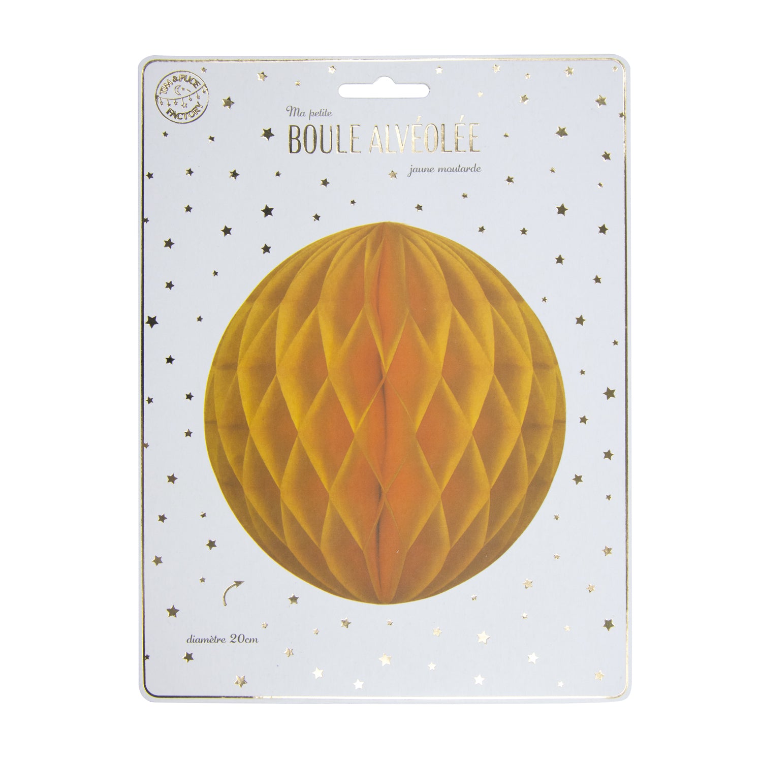 BOULE ALVEOLEE 12CM JAUNE MOUTARDE