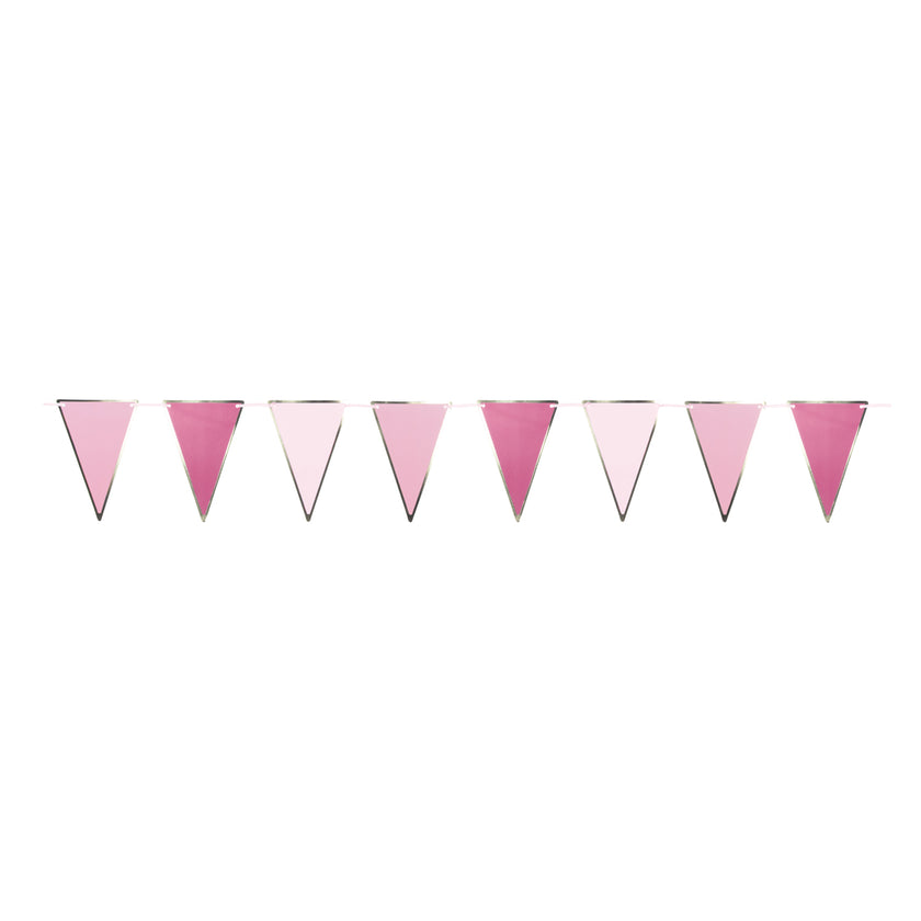GUIRLANDE FANIONS ROSE PASTEL ET OR 3M