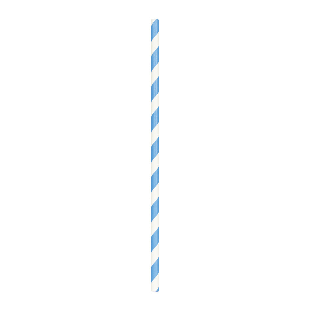 SET 10 PAILLES BLEUES RAYURES BLANCHES
