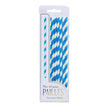 SET 10 PAILLES BLEUES RAYURES BLANCHES