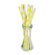 SET 10 PAILLES JAUNES RAYURES BLANCHES