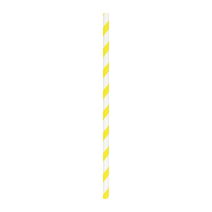 SET 10 PAILLES JAUNES RAYURES BLANCHES