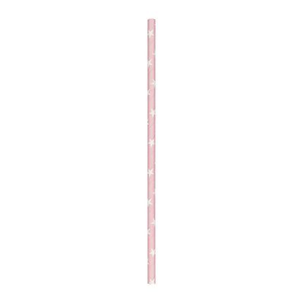 SET 10 PAILLES BUBLE GUM A ÉTOILES BLANCHES