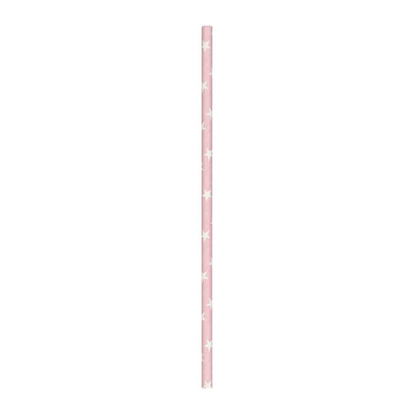 SET 10 PAILLES BUBLE GUM A ÉTOILES BLANCHES