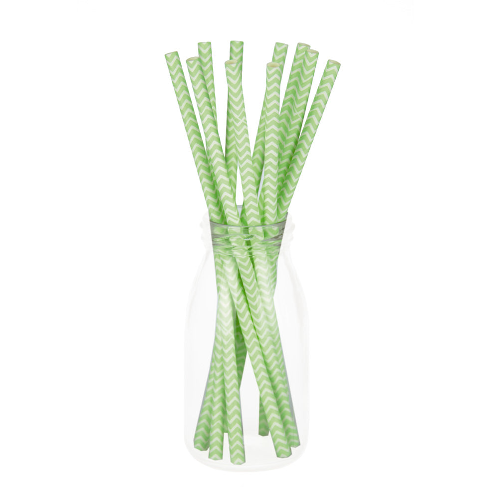 SET 10 PAILLES CHEVRONS VERT PASTEL