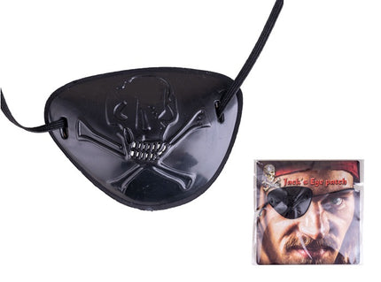 cache-oeil pirate avec motif crâne noir adulte 8x6cm