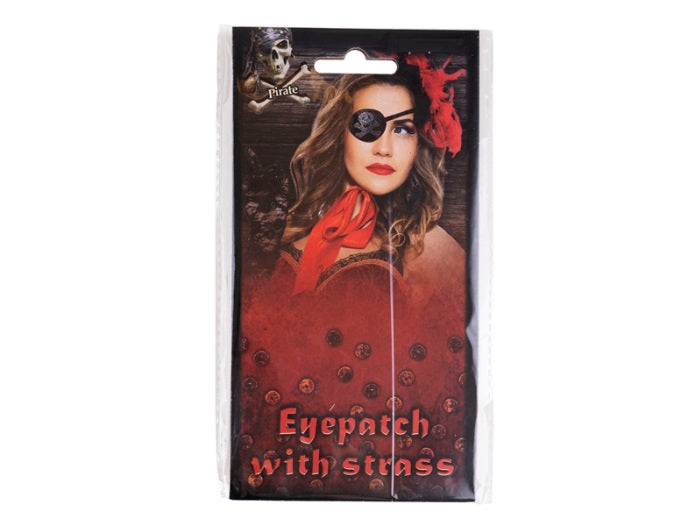 cache-oeil pirate avec motifs strass adulte 8.5x6cm