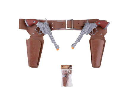 ceinture cowboy marron avec holsters et 2 pistolets