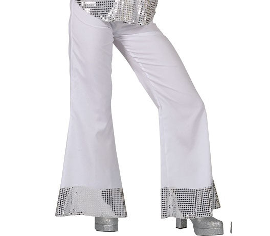 pantalon pattes d'éléphant blanc avec sequins femme