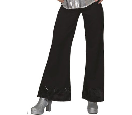 pantalon pattes d'éléphant noir avec sequins femme