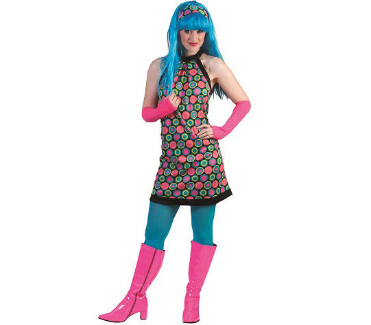 robe yéyé avec cercles multicolore femme