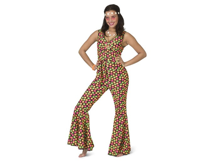 déguisement hippie fleurs multicolore femme