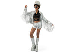 veste à sequins argent avec franges femme
