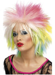 Perruque années 80 multicoloree femme