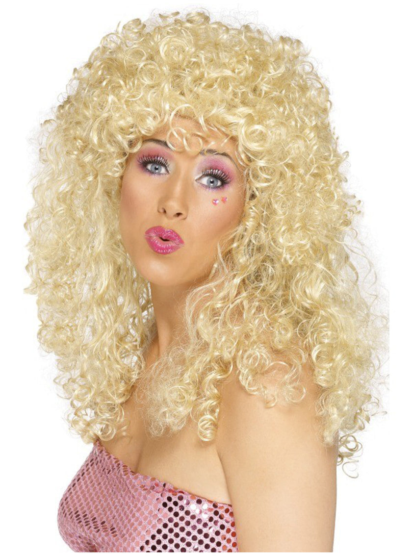 Perruque aux boucles blonde