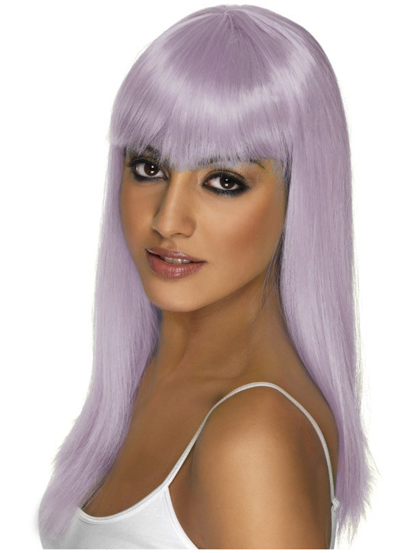 Perruque Glamourama mauve avec une frange