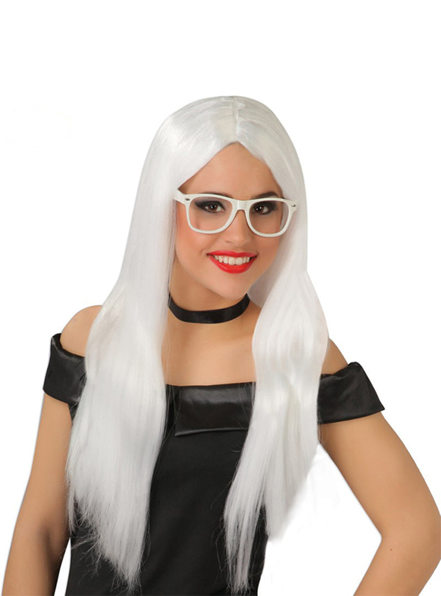 Perruque lisse longue blanche