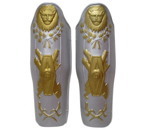 paire de protège-tibias de chevalier lion