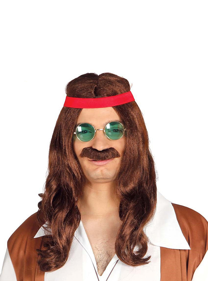 Perruque de hippie libéré avec moustache