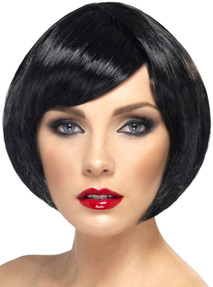 Perruque noire bob avec frange