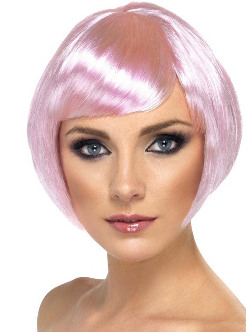 Perruque rose bob avec frange