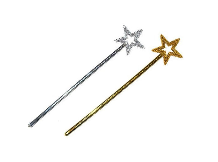 baguette de fée étoile 35cm argent