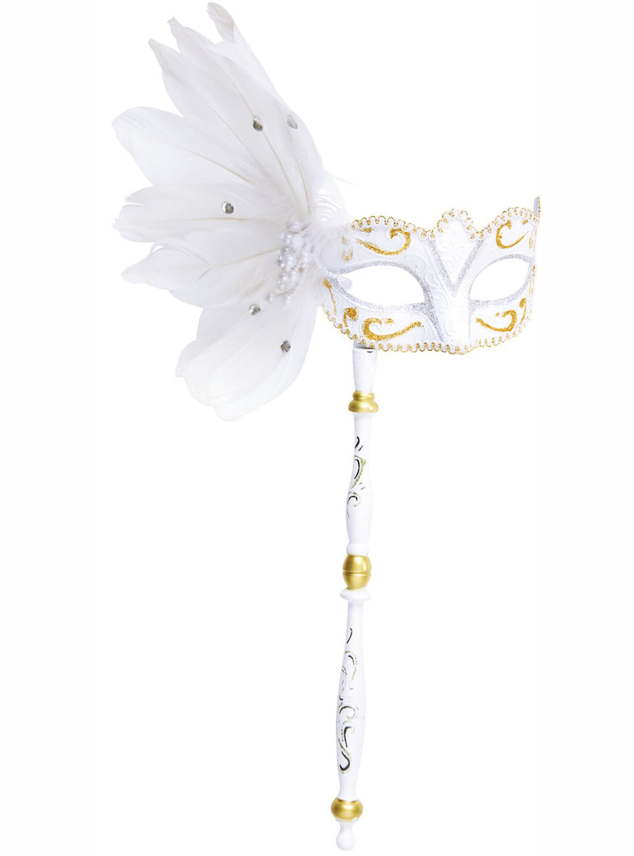 Masque vénitien blanc avec branche