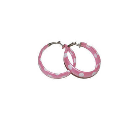 boucles d'oreilles rose à pois blanc