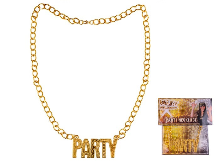 collier métallique doré party