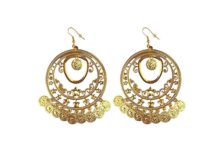 paire de boucles d''oreilles orientales or adulte 10cm