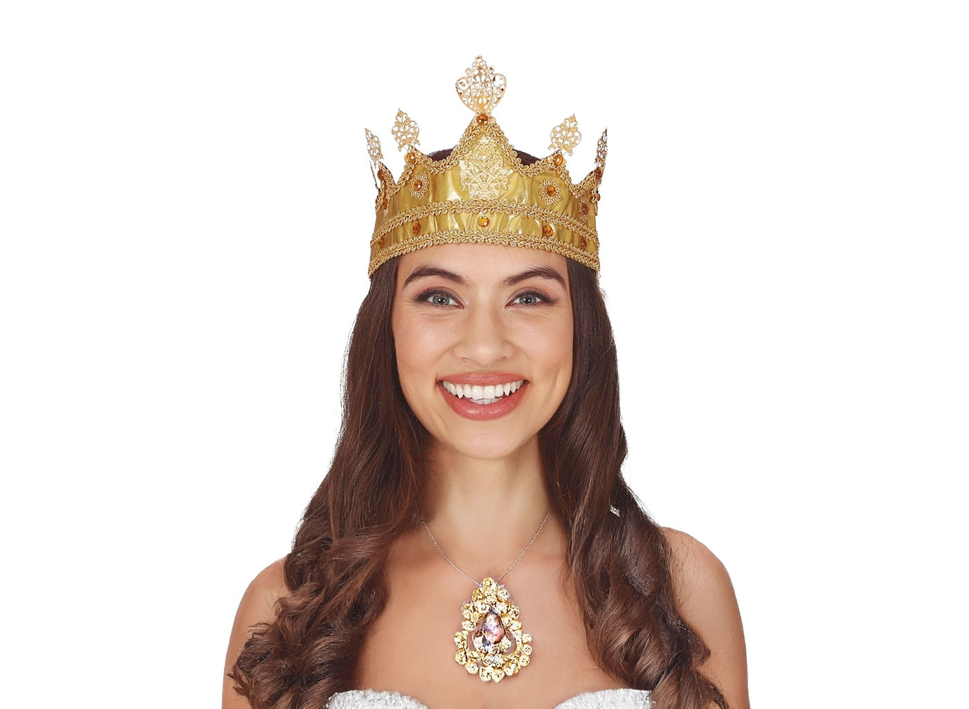 couronne tissu avec ornements et incrustations pierres or