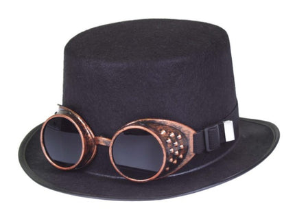 chapeau haut de forme steampunk lunettes adulte 12cm