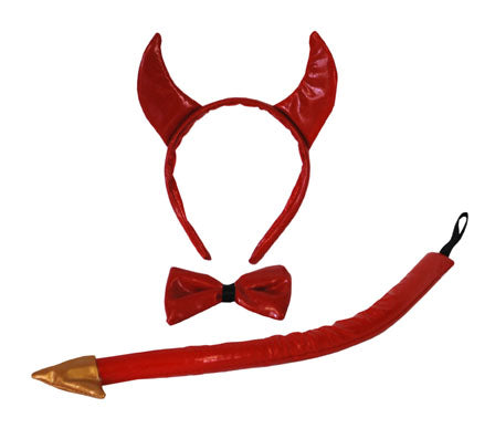 set déguisement diable rouge brillant adulte 3pcs