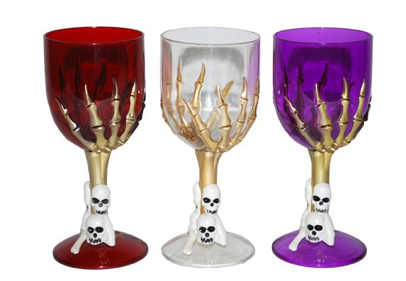 verre sur pied sorcière & crânes couleurs mix