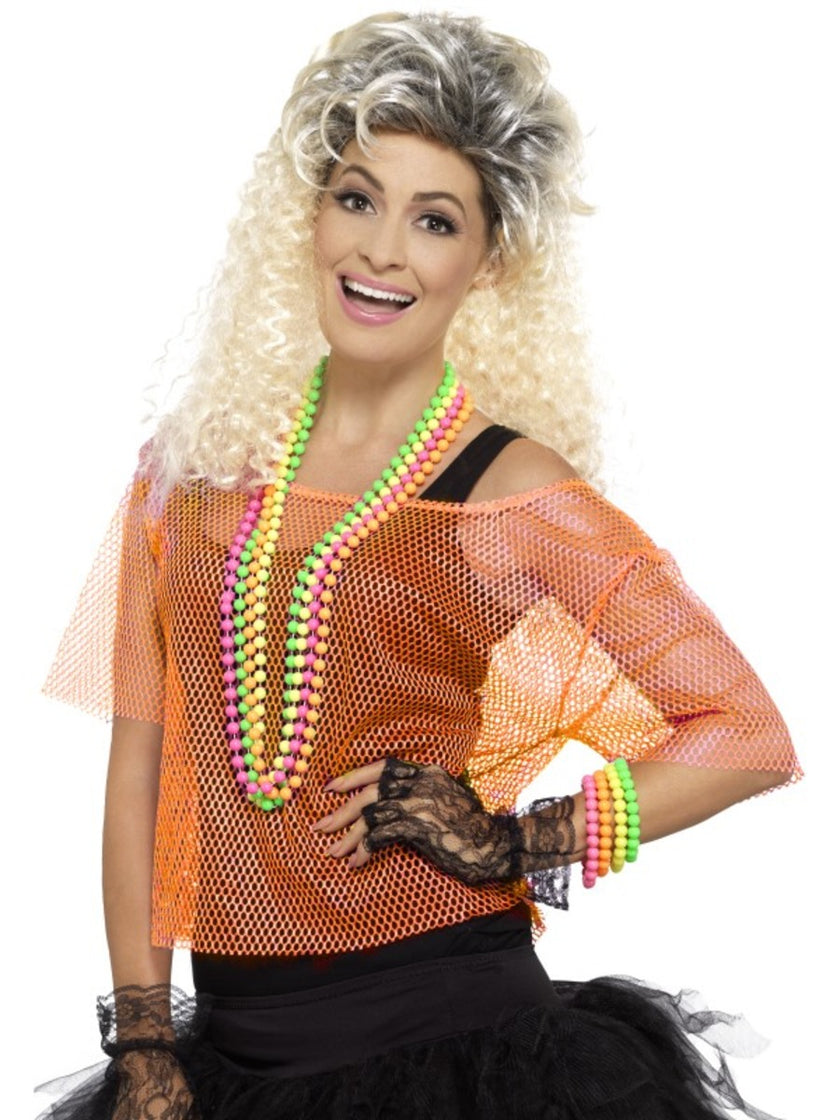 T-shirt résille orange fluo 80’s femme