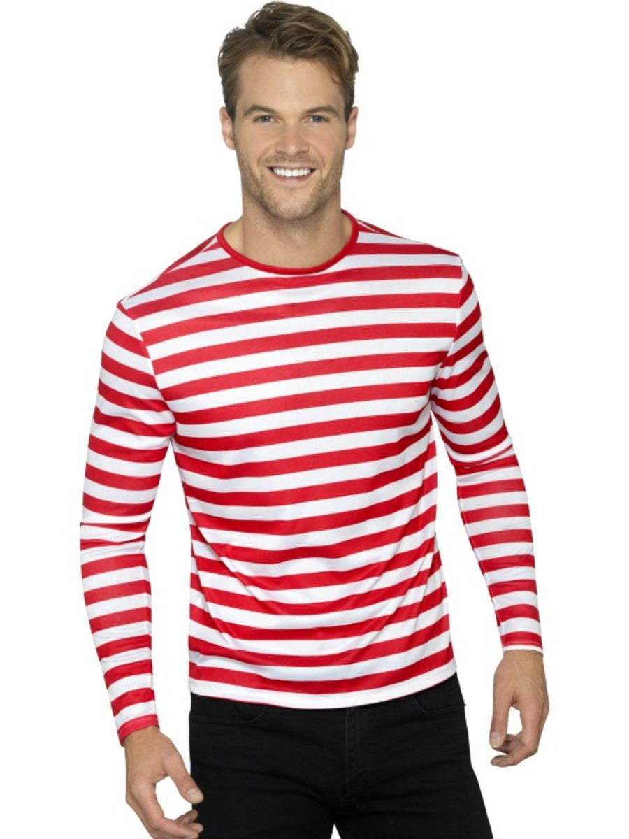 T-shirt à rayures rouges et blanches homme