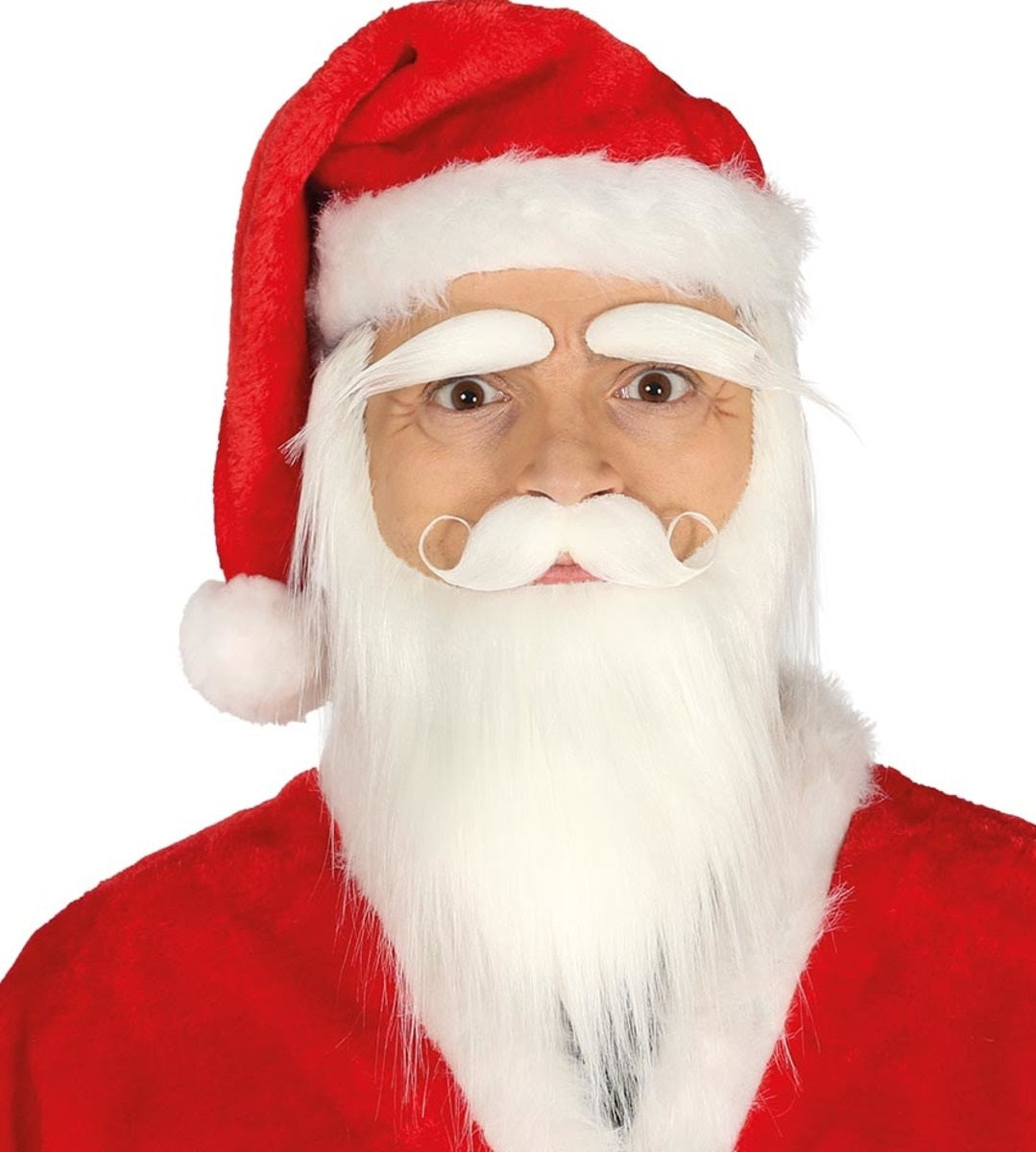 Barbe, moustache et sourcils blancs de Père Noël homme