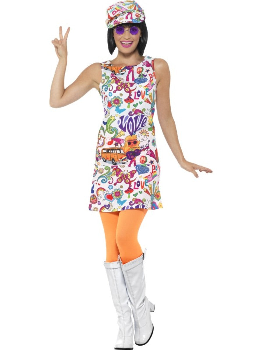 Déguisement 60's colorée femme