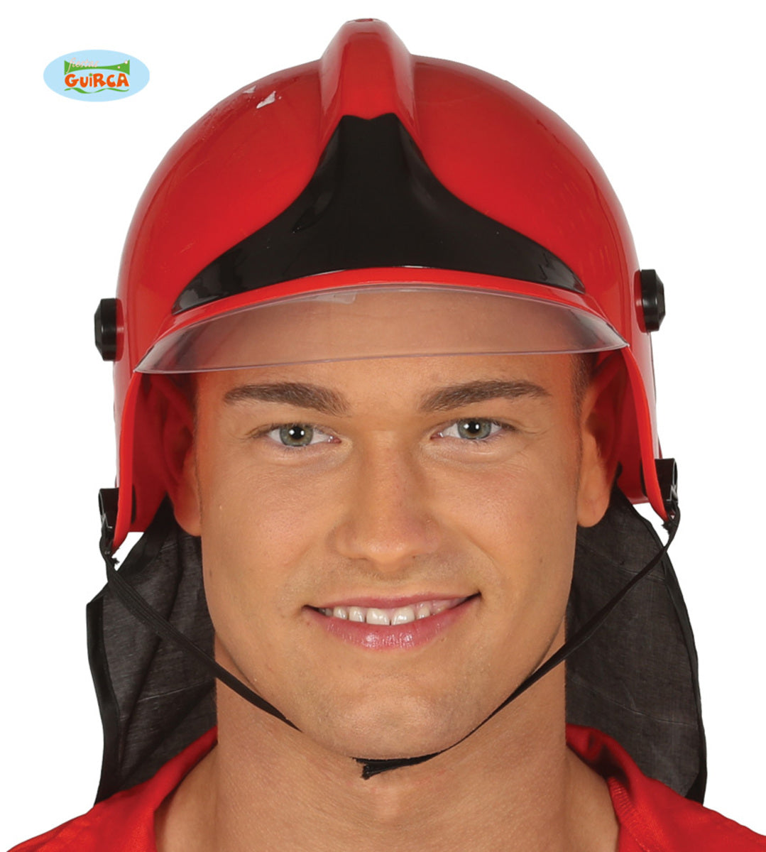 Casque de pompier rouge adulte