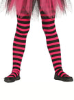 Collants sorcière rayures noires et roses fille