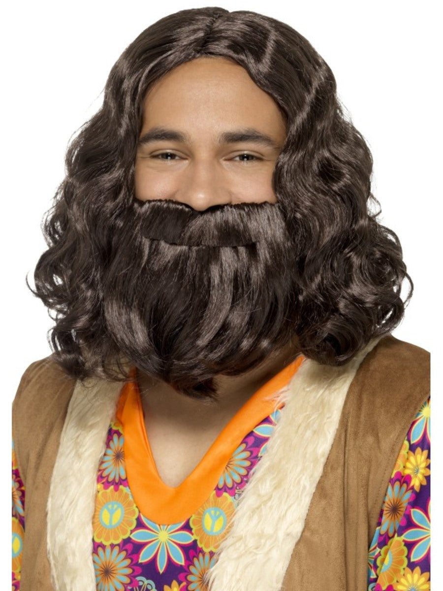 Perruque et barbe Jésus Châtain homme