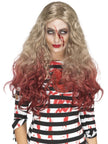 Perruque zombie blonde en sang femme