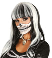 Perruque squelette blanche et noire raide femme