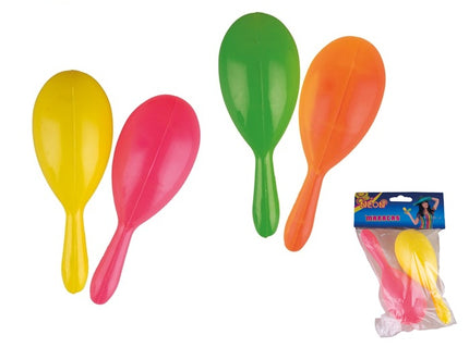 paire de maracas neon fluo mix 19x7cm