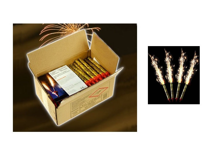 .lot de 100 fontaines bougies scintillantes or 15cm 60sec