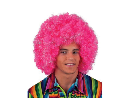 perruque afro maxi rose pink avec fils argent