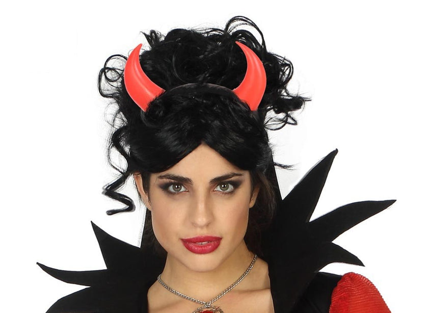 serre-tête cornes de diable rouge 10cm