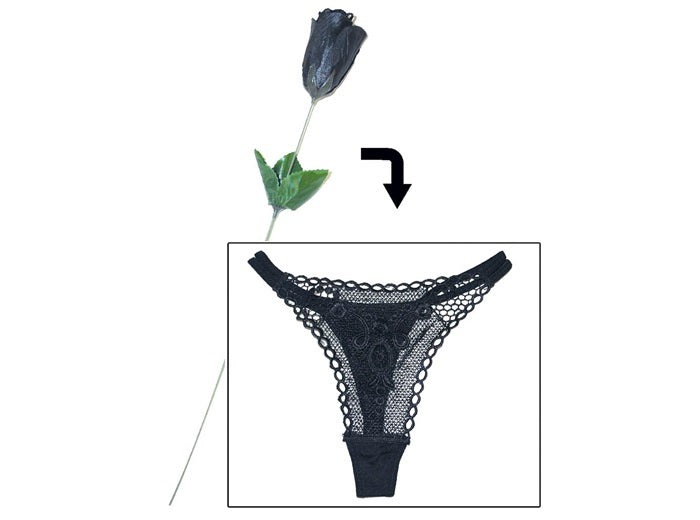 rose avec string panty noir 50cm