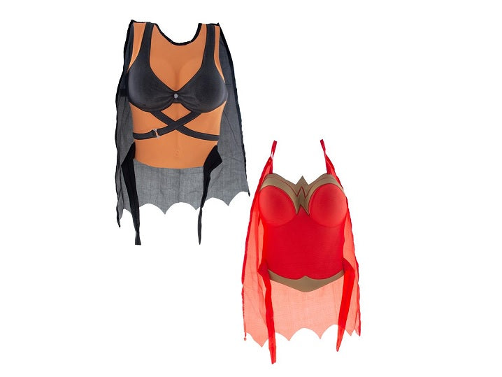 bustier postiche super-héroïne/guerrière avec cape adulte mix